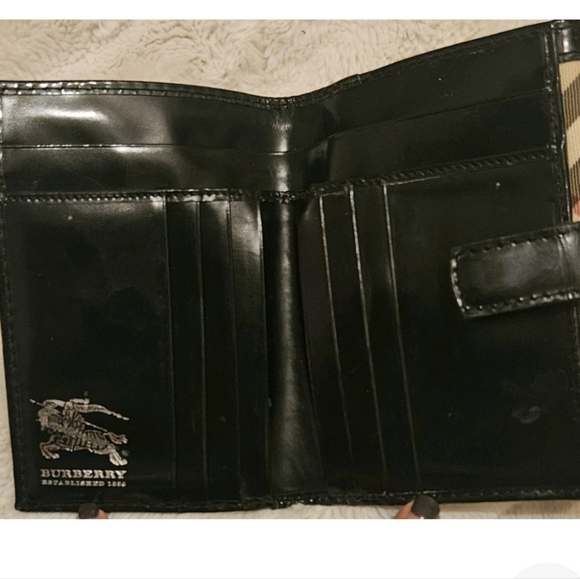 Burberry Nova Check Three -Fold Wallet Beige Iconic Check Pattern Leather Italy - Picture 4 of 5